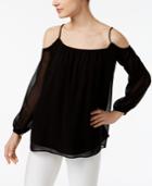Calvin Klein Cold-shoulder Sheer-sleeve Top, A Macy's Exclusive