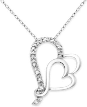 Diamond Double Heart 18 Pendant Necklace (1/10 Ct. T.w.) In Sterling Silver