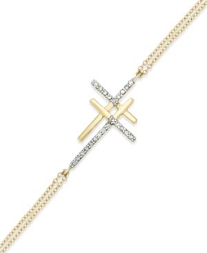 Wrapped Diamond Cross Bracelet In 14k Gold (1/6 Ct. T.w.)