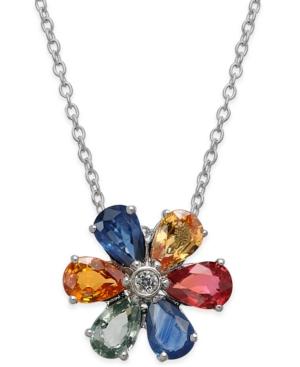 Multi-sapphire (3-1/10 Ct. T.w.) Pendant Necklace In Sterling Silver