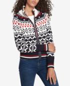 Tommy Hilfiger Patterned Zip-up Sweater, Created For Macy's