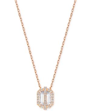Swarovski Rose Gold-tone Octagon Crystal And Pave Pendant Necklace
