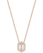 Swarovski Rose Gold-tone Octagon Crystal And Pave Pendant Necklace