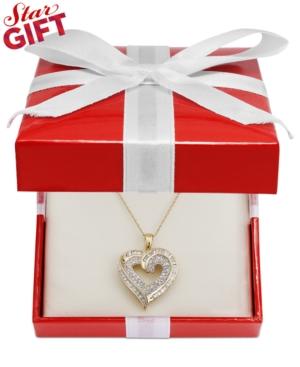 Diamond Baguette Heart Necklace In 10k Gold (3/8 Ct. T.w.)