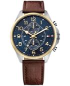 Tommy Hilfiger Men's Chronograph Casual Sport Brown Leather Strap Watch 46mm 1791275
