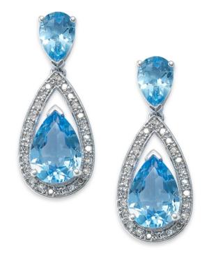 Sterling Silver Earrings, Blue Topaz (6-1/2 Ct. T.w.) And Diamond (1/5 Ct. T.w.) Pear Drop Earrings