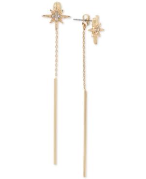 Bcbg Gold-tone Crystal Star & Stick Linear Drop Earrings