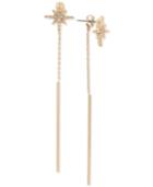 Bcbg Gold-tone Crystal Star & Stick Linear Drop Earrings