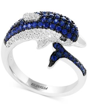 Seaside By Effy Sapphire (5/8 Ct. T.w.) & Diamond (1/3 Ct. T.w.) Dolphin Ring In 14k White Gold