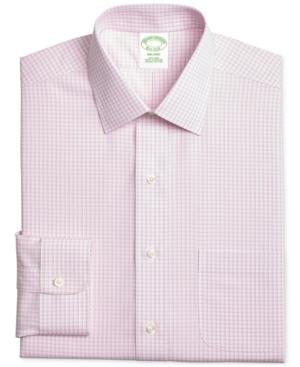 Brooks Brothers Men's Milano Extra-slim Fit Non-iron Pink Tonal Check Dress Shirt