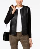 Alfani Faux-leather Mixed-media Jacket, Only At Macy's