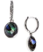 Judith Jack Silver-tone Abalone And Clear Crystal Drop Earrings