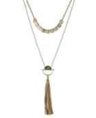 Danielle Nicole Gold-tone Yucca Stone And Faux-suede Tassel Necklace