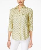 Charter Club Petite Linen Printed Shirt, Only At Macy's
