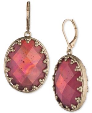 Lonna & Lilly Gold-tone Oval Faceted Stone Drop Earrings