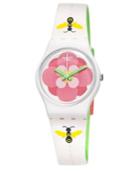 Swatch Women's Swiss Flower Jungle Two-sided Off-white Bee And Green Silicone Strap Watch 25mm Lm140
