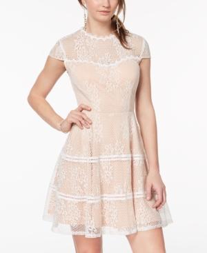 City Studios Juniors' Illusion-lace Fit & Flare Dress