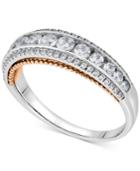 Diamond Two-tone Ring (3/4 Ct. T.w.) In 14k White And Rose Gold