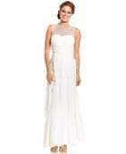 Adrianna Papell Embellished Tiered Chiffon Gown