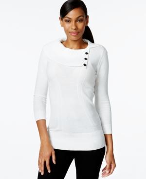 Style & Co. Petite Button-neck Tunic Sweater, Only At Macy's