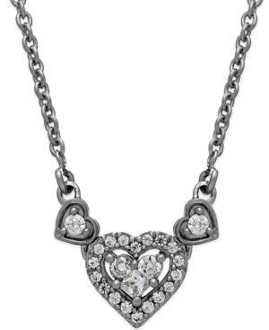 Diamond Triple Heart Necklace In 14k White Gold (1/4 Ct. T.w.)