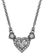 Diamond Triple Heart Necklace In 14k White Gold (1/4 Ct. T.w.)