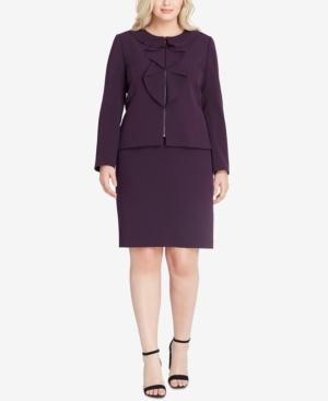 Tahari Asl Ruffle-front Zippered Skirt Suit