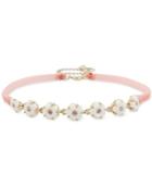 Betsey Johnson Gold-tone White Flower Ribbon Choker Necklace