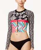 Coco Rave Summer Patch Printed Cropped Rashguard Women's Swimsuit