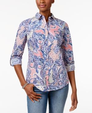 Charter Club Roll-tab Print Shirt, Only At Macy's