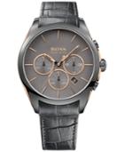 Boss Hugo Boss Men's Chronograph Onyx Gray Leather Strap Watch 44mm 1513366