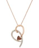 Diamond (1/4 Ct. T.w.) And Red Diamond Accent Heart Pendant In 10k Pink Gold