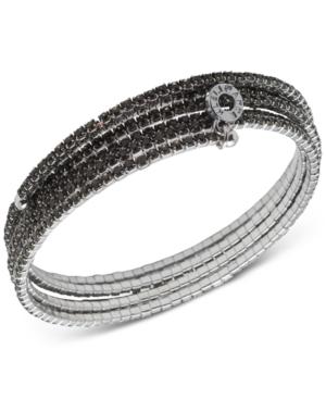 Anne Klein Hematite-tone Pave Multi-layer Coil Bracelet