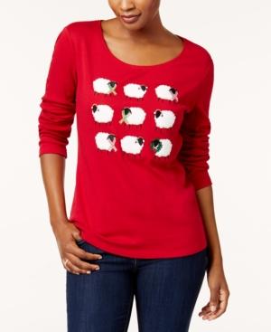 Karen Scott Cotton Embroidered T-shirt, Created For Macy's