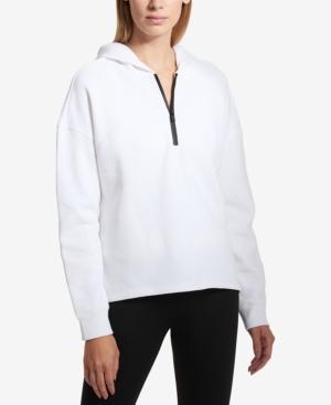 Dkny Sport Zip-neck Logo Graphic Hoodie