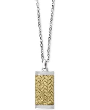 Effy Men's Two-tone Woven-look Dog Tag Pendant Necklace In Sterling Silver And 18k Gold-plated Sterling Silver