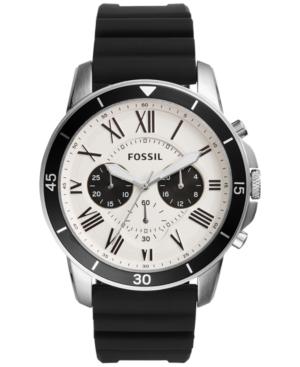 Fossil Men's Chronograph Grant Sport Black Silicone Strap Watch 44mm Fs5240