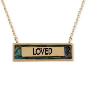 Rachel Rachel Roy Gold-tone Blue Stone Loved Pendant Necklace