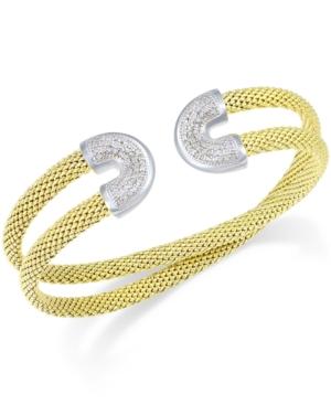 Diamond Capped Mesh Loop Bangle Bracelet (1/2 Ct. T.w.) In 14k Gold-plated Sterling Silver
