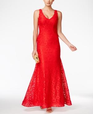 Xscape Lace V-neck Mermaid Gown