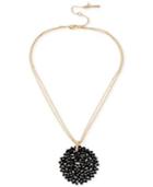 Kenneth Cole New York Jet Woven Faceted Bead Round Pendant Necklace