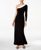 Calvin Klein Sequined-trim One-shoulder Gown
