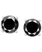 Black Diamond Stud Earrings In 14k White Gold (1-1/2 Ct. T.w.)