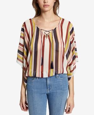 Sanctuary Striped Lace-up Top