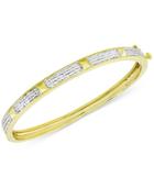 Diamond Accent Pyramid Bangle Bracelet In Gold-plated Brass
