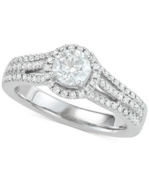 Diamond Halo Engagement Ring (1 Ct. T.w.) In 18k White Gold