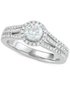 Diamond Halo Engagement Ring (1 Ct. T.w.) In 18k White Gold