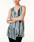 Alfani Printed Asymmetrical Mesh Top, Only At Macy's