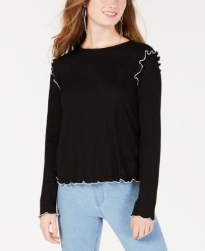 Ultra Flirt By Ikeddi Juniors' Ribbed Ruffled Top