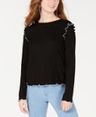 Ultra Flirt By Ikeddi Juniors' Ribbed Ruffled Top